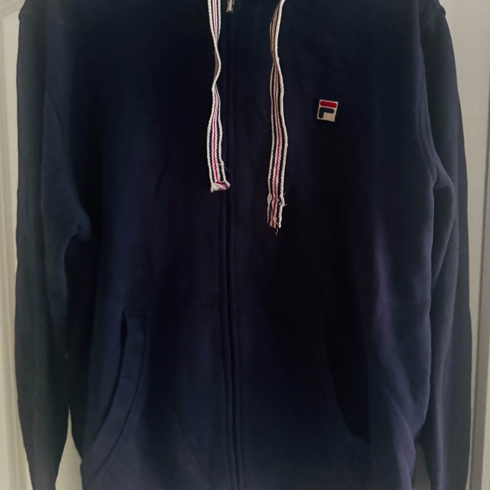 Men's Navy Blue Fila Full Zipper hoodie
